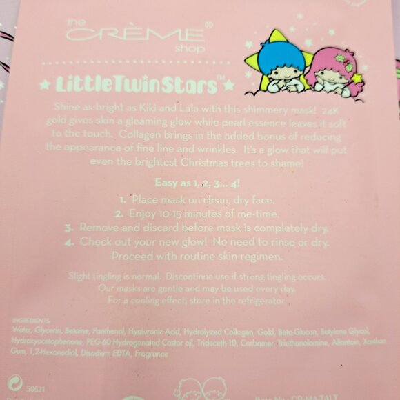 Sanrio Little Twin Stars Twinkle All the Way 24K Gold Infused Sheet Face Masks - Picture 6 of 6
